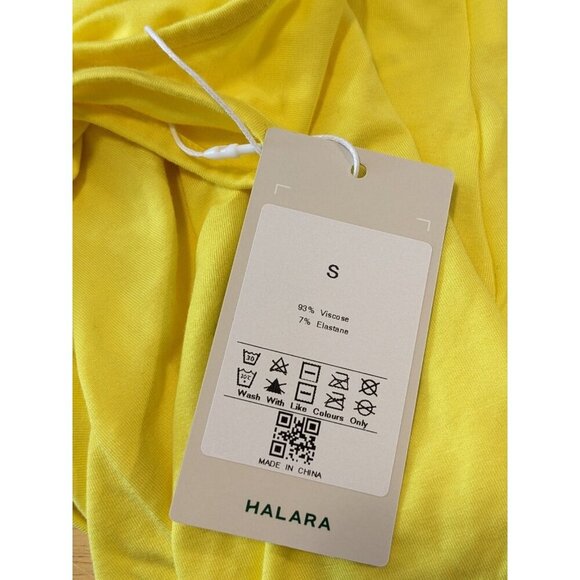 NEW Halara Cut Out Asymmetric Hem Sheer Casual Tank Top Yellow Womens Small - Picture 9 of 9
